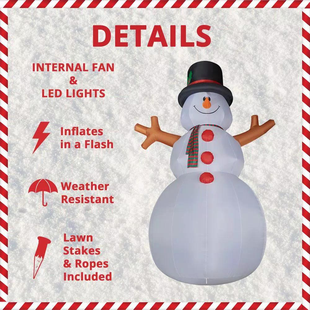 Fraser Hill Farm 20 ft. Jolly Snowman Christmas Inflatable with RGB Lights