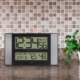 La Crosse Technology 11 in. Atomic Digital Wall Clock with Temperature, Humidity & Calendar - Aluminum Finish thumbnail 6