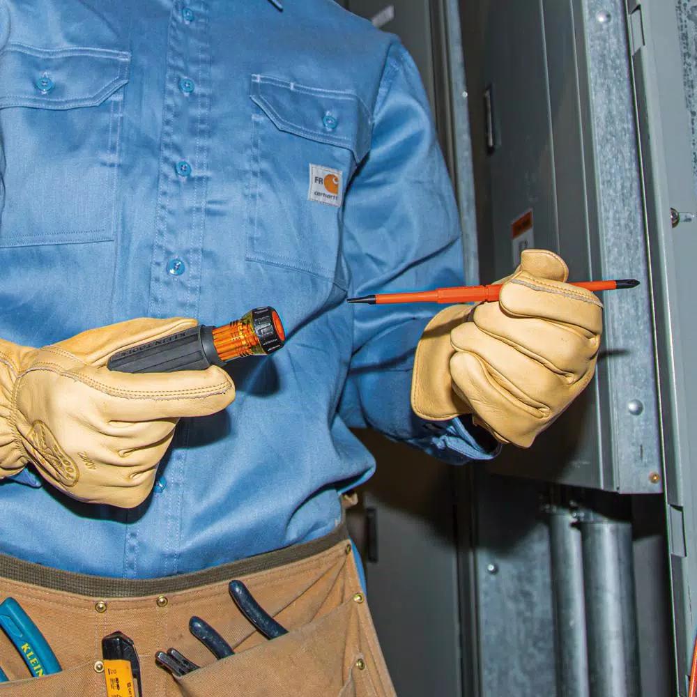 Klein Tools 3-Piece Insulated Electrical Tool Set with Multi-Bit Screwdriver, Wire Strippers and Receptacle Tester