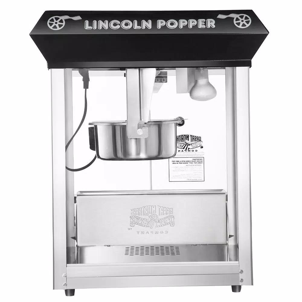 Great Northern Popcorn Lincoln 8 oz. Black Popcorn Machine with Mobile Serving Cart