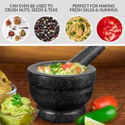 TACO TUESDAY Granite Stone Mortar and Pestle Set, 5.5 in. - Dark Gray thumbnail 6