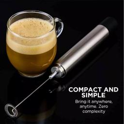 Ovente Stainless Steel Handheld Milk Frother and Electric Beverage Mixer, Silver thumbnail 6