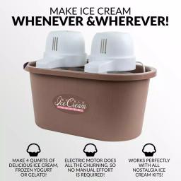 Nostalgia 4 Qt. Double Flavor Ice Cream Maker, Brown Countertop Electric Machine thumbnail 4
