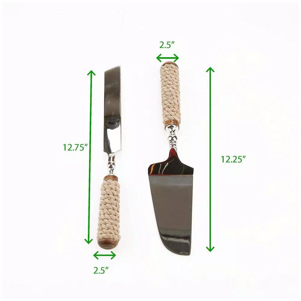 Mind Reader 2-Piece Roped Handle Dessert Tool Set, 18/10 Stainless Steel Cake Knife and Server