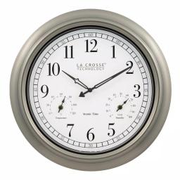 La Crosse Technology 18-Inch Atomic Analog Wall Clock with Thermometer & Hygrometer, Pewter thumbnail 4