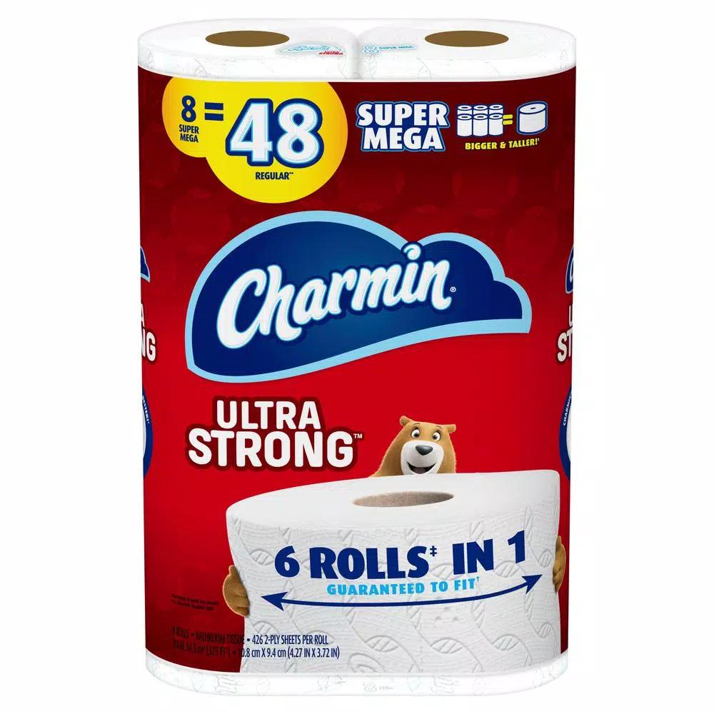 Charmin Ultra Strong Toilet Paper, 8 Super Mega Rolls, 2-Ply White