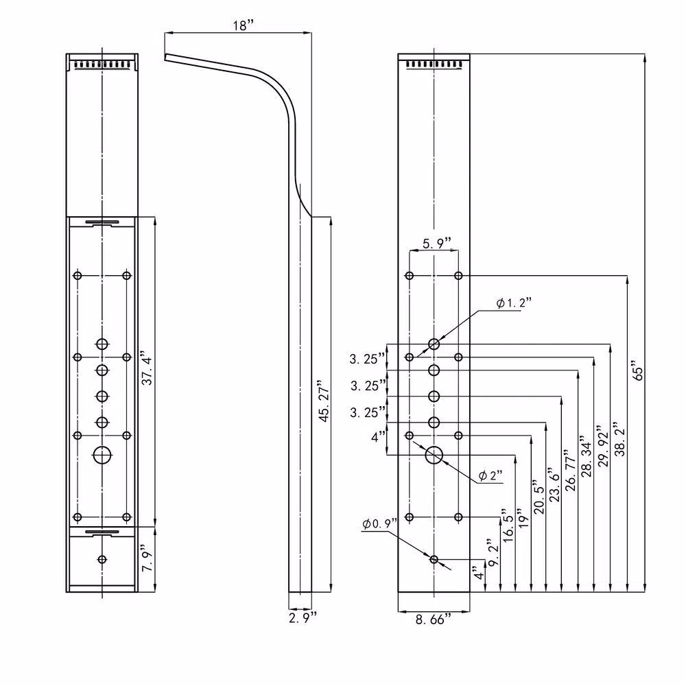 AKDY 65 in. 8-Jet Bronze Stainless Steel Shower Panel System with Rainfall Waterfall and Handheld Wand