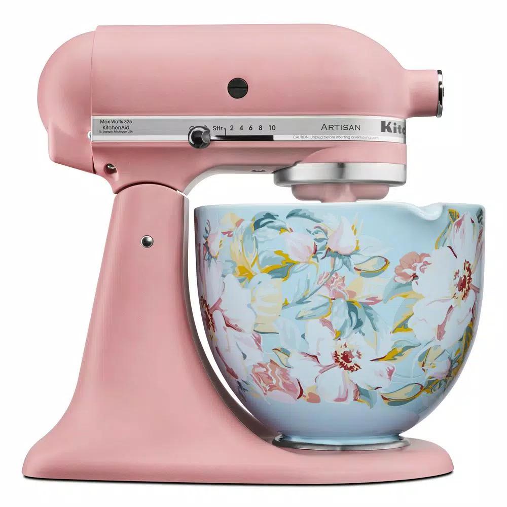 KitchenAid 5 Qt. White Gardenia Patterned Titanium-Reinforced Ceramic Mixing Bowl