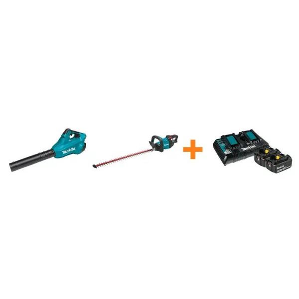 Makita 18V X2 LXT 36V Cordless Blower and 30 in. Hedge Trimmer Combo Kit with (2) 5.0 Ah Batteries & Charger