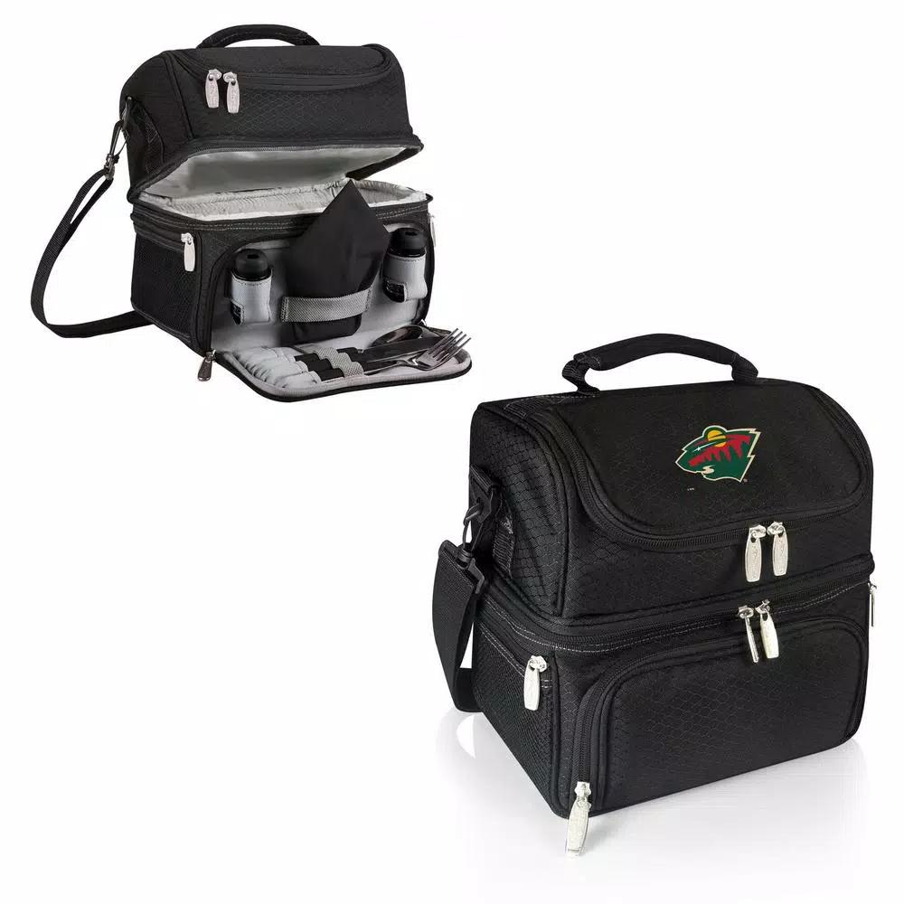 Picnic Time Pranzo Minnesota Wild Black Insulated Lunch Bag & Picnic Tote with Utensil Set