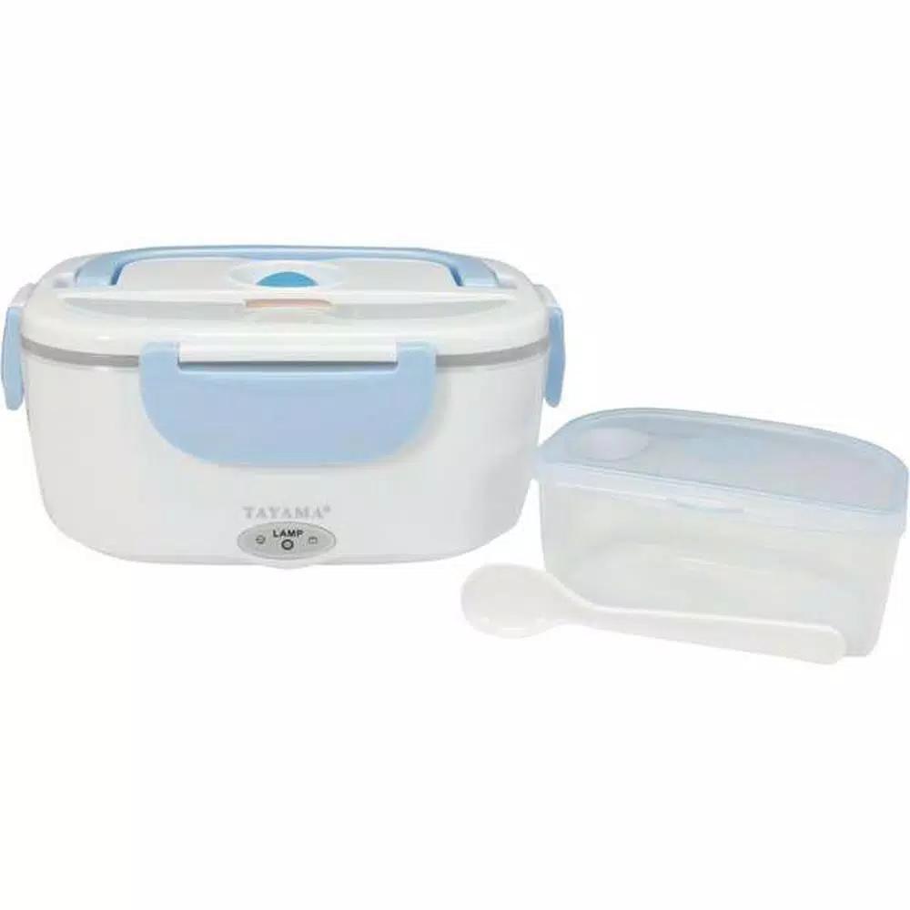 Tayama EHB-01 Electric Heating Lunch Box with Handle - White & Light Blue