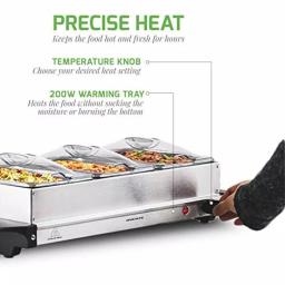 Ovente 1.5 Qt. Stainless Steel Electric Buffet Server Warming Tray with Adjustable Temperature Control thumbnail 2