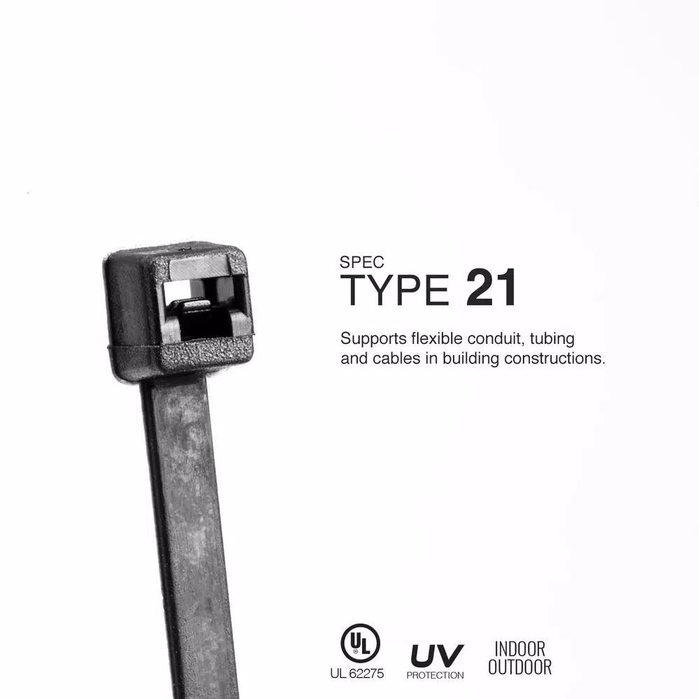 TR Industrial Contractor Series Type 21S UV Resistant Cable Ties, 24 in., 180 lb Tensile Strength