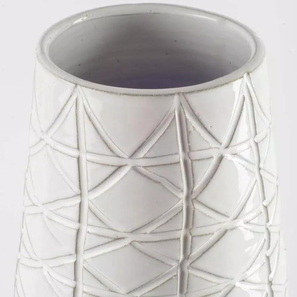 Mercana Harrier II Large White Geometric Ceramic Table Vase