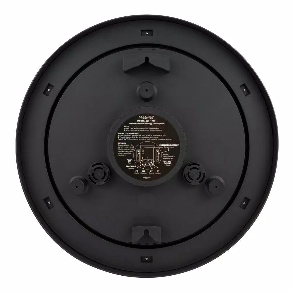 La Crosse Technology 18-Inch Atomic Analog Wall Clock with Thermometer & Hygrometer, Pewter