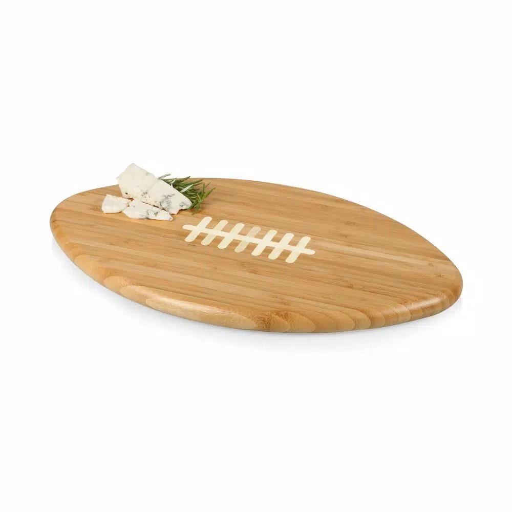 Picnic Time Touchdown 16 in. Oval Bamboo Football Cutting Board and Charcuterie Serving Tray