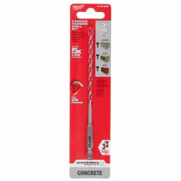 Milwaukee SHOCKWAVE 3/16 in. Carbide Hammer Drill Bit, 6 in. Length, 1/4 in. Hex Shank thumbnail 8