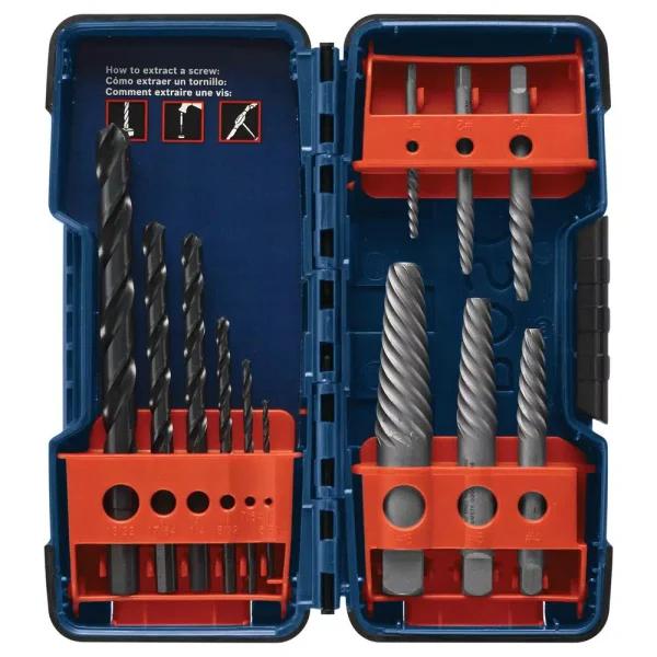 Bosch 12-Piece High-Carbon Steel Spiral Flute Screw Extractor Set