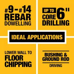 DEWALT 60V MAX FLEXVOLT Cordless Brushless 2 in. SDS MAX Combination Rotary Hammer Kit with (2) 12.0Ah Batteries thumbnail 4