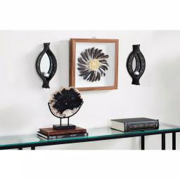 LITTON LANE Eclectic Black Metal Mesh Ellipse Wall Sconces with Mirror Inlays, Set of 2 thumbnail 1