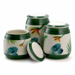 Elama Paradise Palms 3-Piece Green Ceramic Kitchen Canister Set with Airtight Lids thumbnail 4