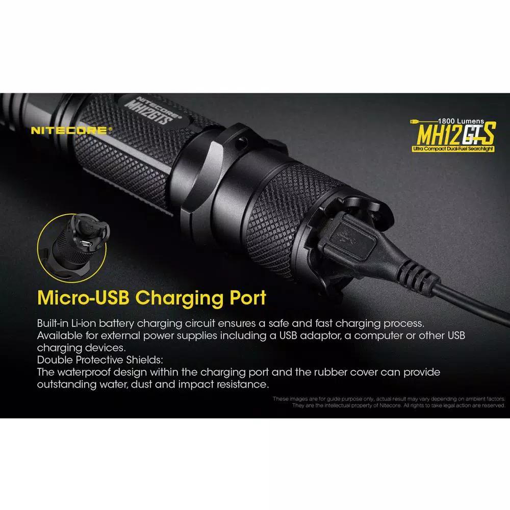 NITECORE MH12GTS 1800 Lumen Rechargeable LED Tactical Flashlight