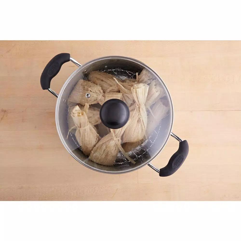 IMUSA 8 Qt. Aluminum Stovetop Steamer with Tempered Glass Lid