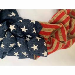 Glitzhome 22 in. Red and Blue Patriotic Burlap Wreath on Grapevine Base thumbnail 4