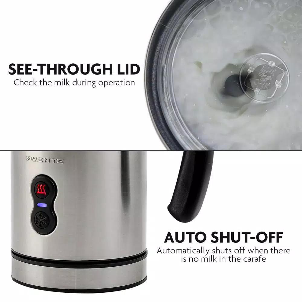 Oventes FR3608 Deluxe Electric Milk Frother and Steamer, 8 oz Silver Automatic Foam Maker