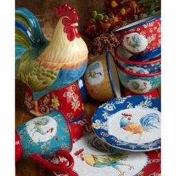 Certified International Morning Bloom 3-D Rooster Multicolored Earthenware Cookie Jar, 64 oz. thumbnail 1