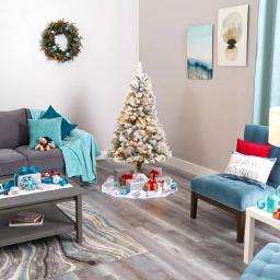 Nearly Natural 5 ft. Flocked River Mountain Pine Artificial Christmas Tree with 150 LED Lights and Pine Cones thumbnail 5