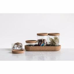 3R Studios 4-Piece Glass Storage Container Set with Cork Lids and Matching Tray thumbnail 3