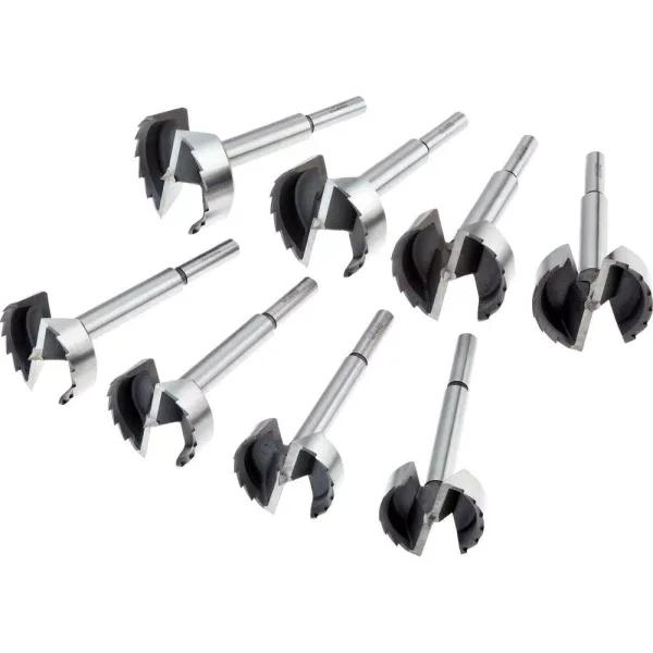 Shop Fox 8-Piece Steel Forstner Bit Set, 2-1/4 in. to 3-1/8 in. with Wooden Storage Boxes