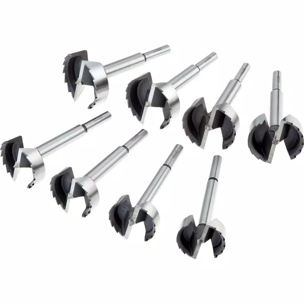 Shop Fox 8-Piece Steel Forstner Bit Set, 2-1/4 in. to 3-1/8 in. with Wooden Storage Boxes