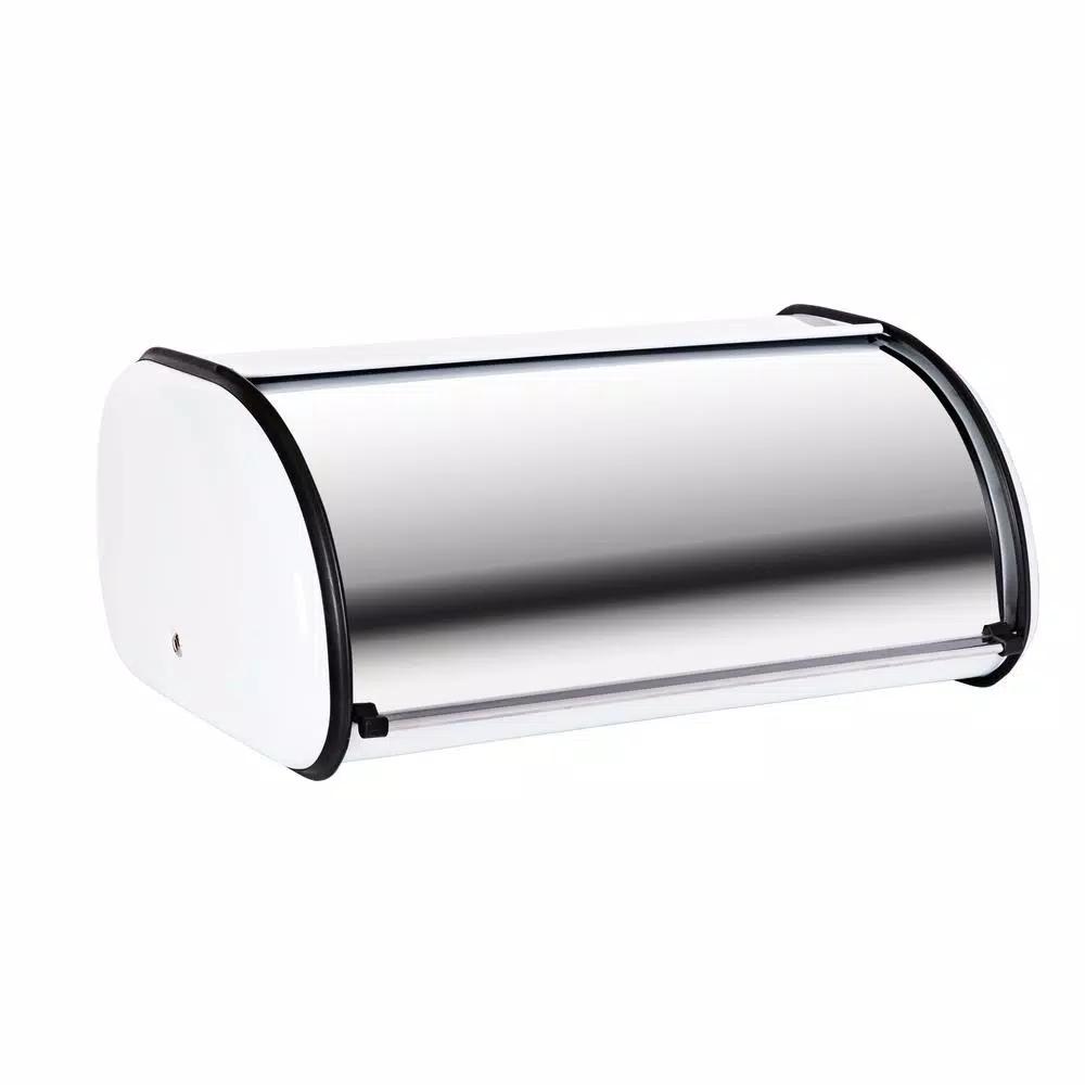 Honey-Can-Do Retro White Rolltop Bread Box - Steel Kitchen Storage Container