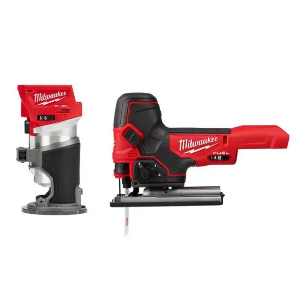 Milwaukee M18 FUEL 18V Brushless Compact Router and Barrel Grip Jig Saw Combo Kit (Tool-Only)