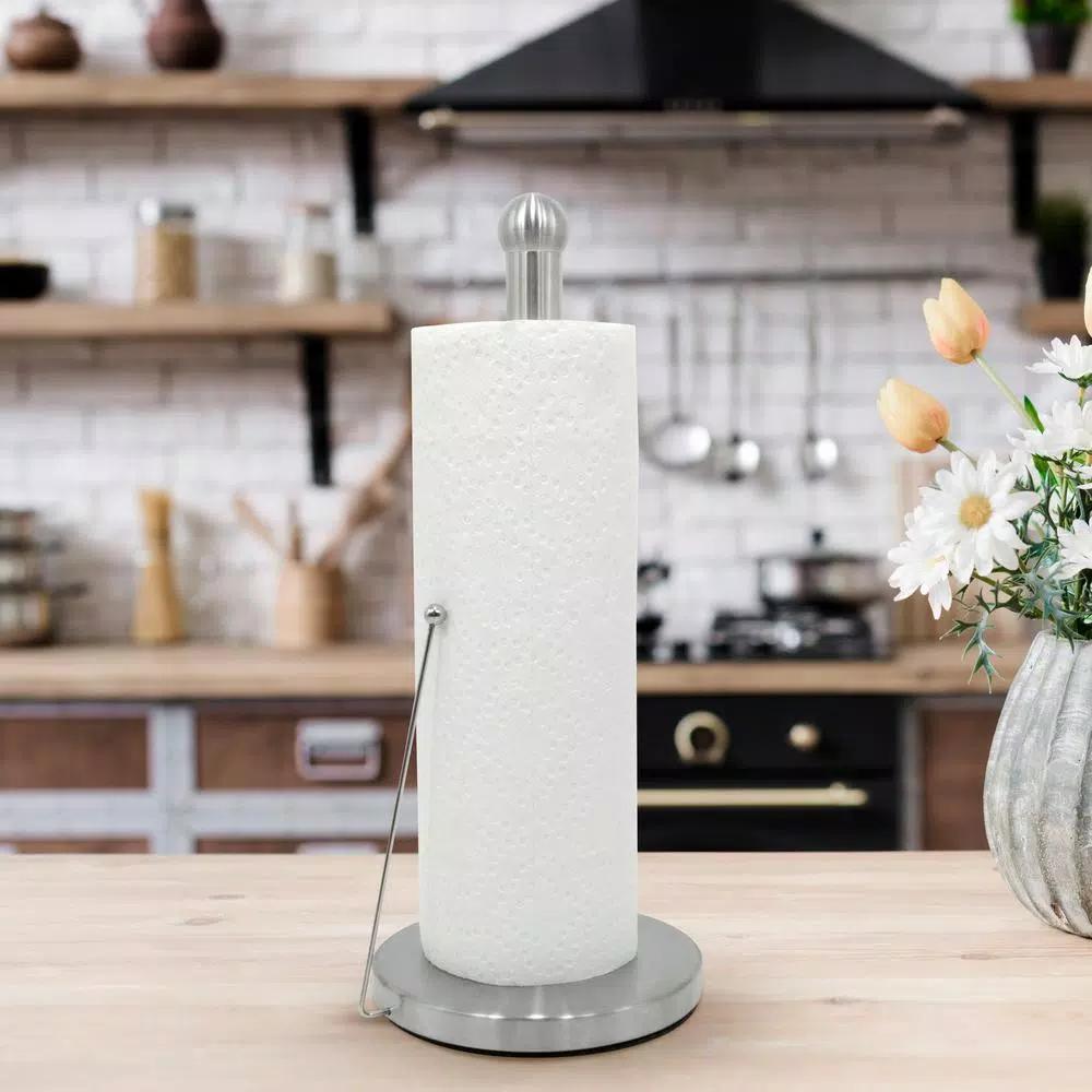 ExcelSteel Stainless Steel Paper Towel Holder with Weighted Base for Countertop