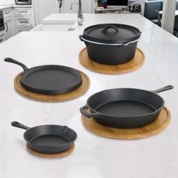 MegaChef 5-Piece Pre-Seasoned Cast Iron Cookware Set, Black thumbnail 5