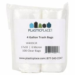 Plasticplace 4 Gallon Clear Trash Bags, 100 Count Pack thumbnail 1