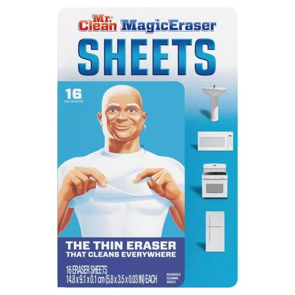 Mr. Clean Magic Eraser Thin Cleaning Wipes, Disposable Sheets (16-Count, 8-Pack)