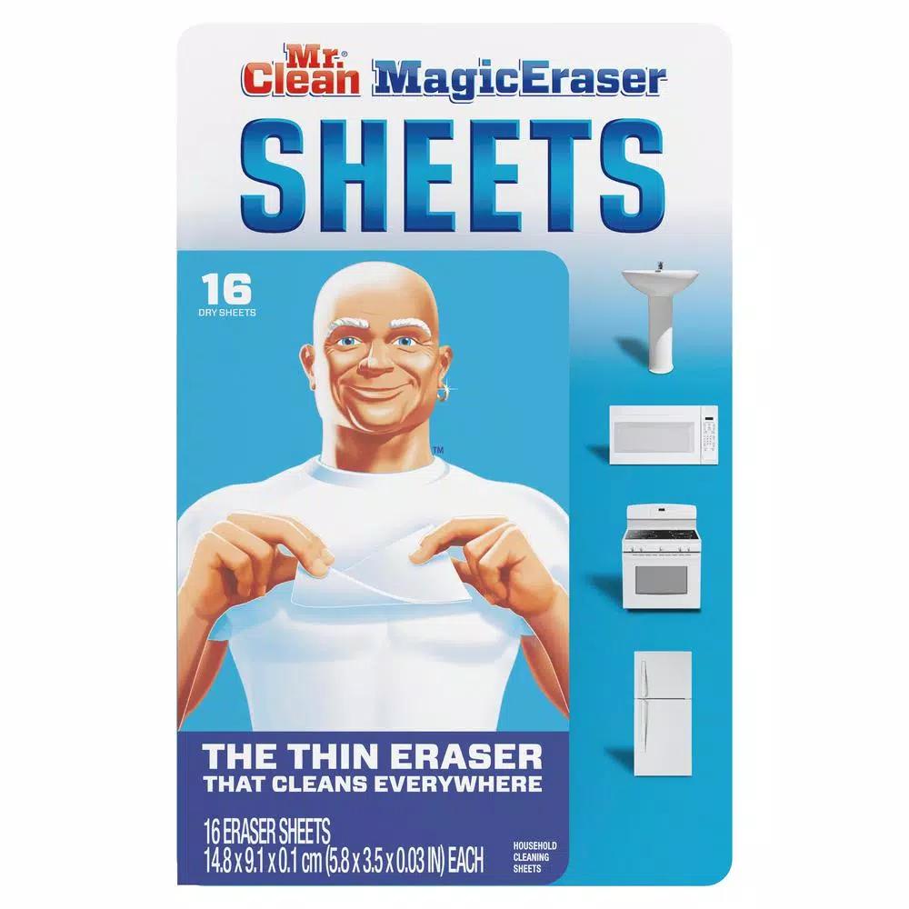 Mr. Clean Magic Eraser Thin Cleaning Wipes, Disposable Sheets (16-Count, 8-Pack)