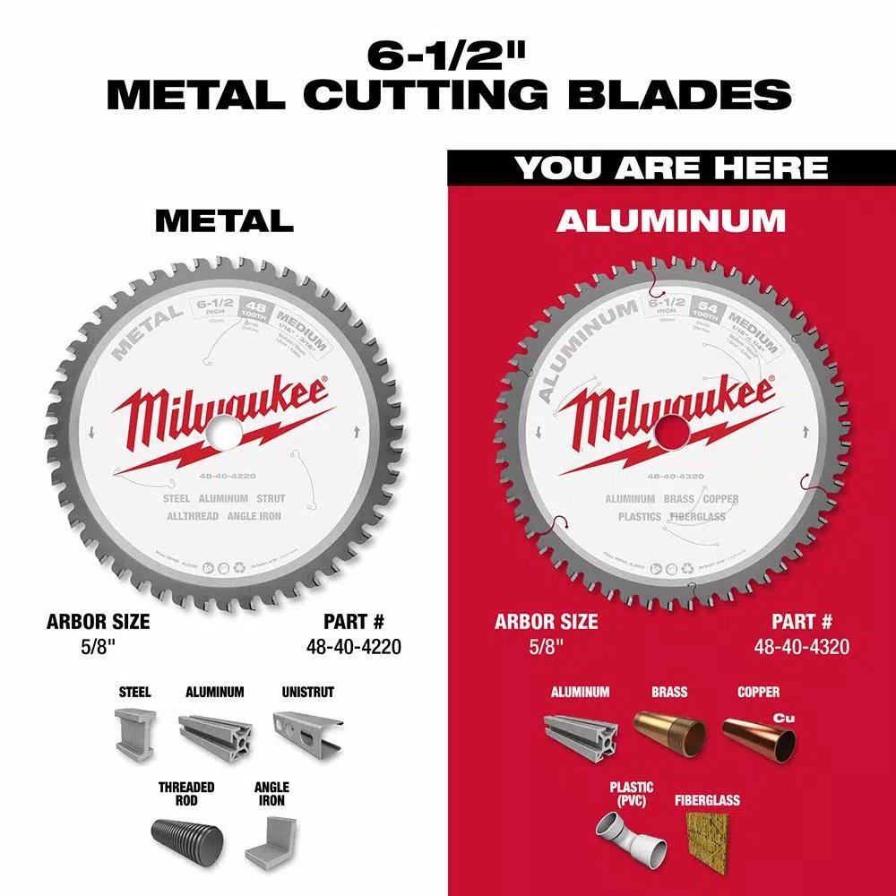 Milwaukee 6-1/2 in. 54T Carbide Aluminum and Metal Cutting Circular Saw Blade