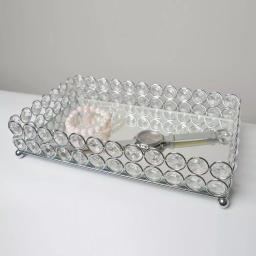 Elegant Designs 10.5 in. Chrome Ellipse Crystal Decorative Mirrored Jewelry and Makeup Vanity Organizer Tray thumbnail 6
