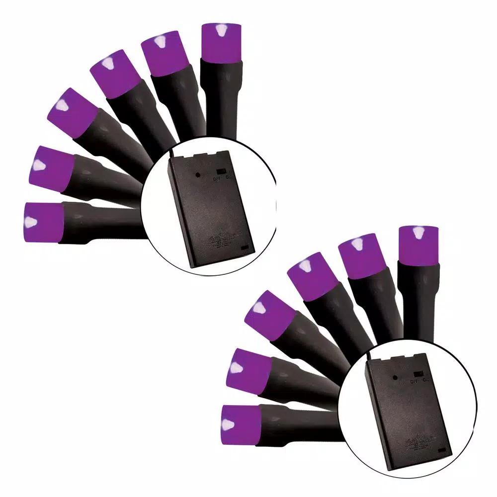 Brite Star 15-Light Purple LED Battery-Operated String Lights, Set of 2