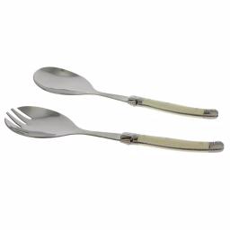 Unbranded French Home Laguiole 2-Piece Faux Ivory Salad Servers Set, Stainless Steel thumbnail 2