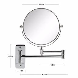 Ovente Wall Mounted Dual-Sided Makeup Mirror, 1x/10x Magnification, Polished Chrome thumbnail 4