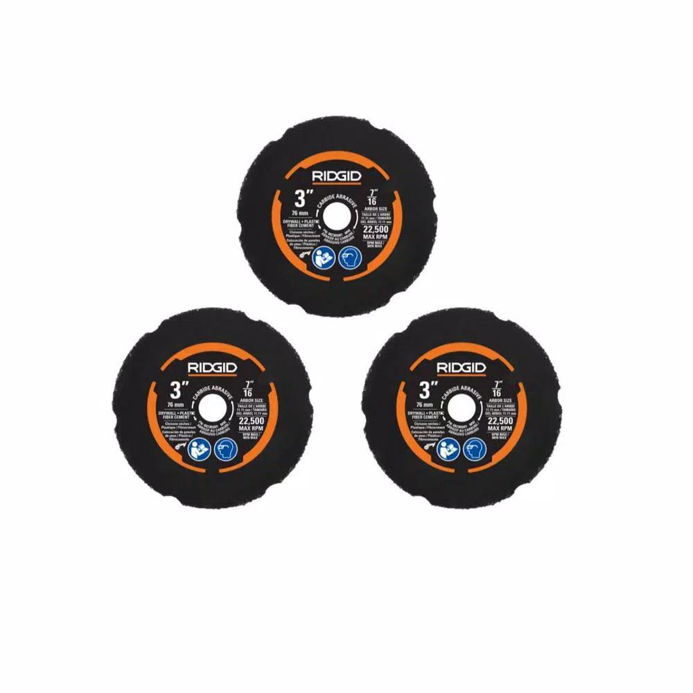 RIDGID Carbide Cut-Off Wheel Set, 3-Piece Replacement Kit with Adapters