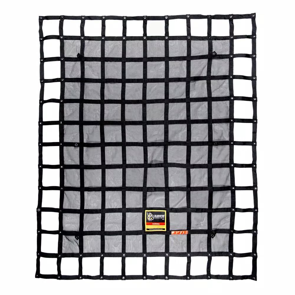 GLADIATOR Cargo Nets Gladiator Heavy-Duty Cargo Net, 6.75 ft. x 8 ft., Integrated Rip-Stop Mesh with Straps and Bag