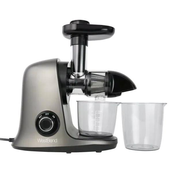 West Bend Cold Press Juicer, Masticating Slow Juicer for Fruits, Vegetables and Greens, Gray