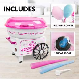 Nostalgia Vintage Pink Cotton Candy Maker with 2 Reusable Cones thumbnail 4